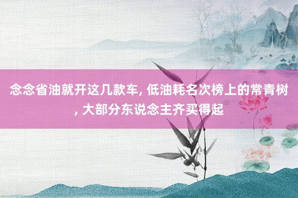 念念省油就开这几款车, 低油耗名次榜上的常青树, 大部分东说念主齐买得起