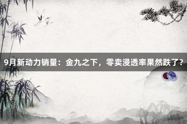 9月新动力销量：金九之下，零卖浸透率果然跌了？